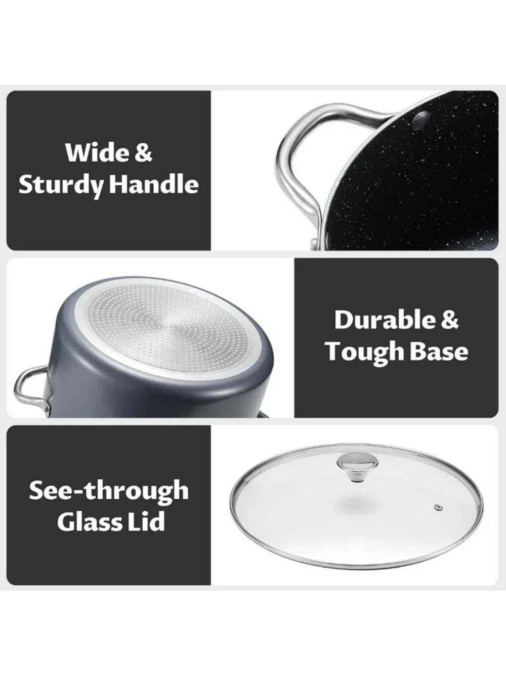 8 Quart Nonstick Stock Pot with Lid - Induction & All Stove Compatible, Oven